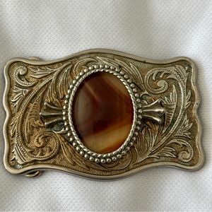 Western Style Belt Buckle Brass Agate